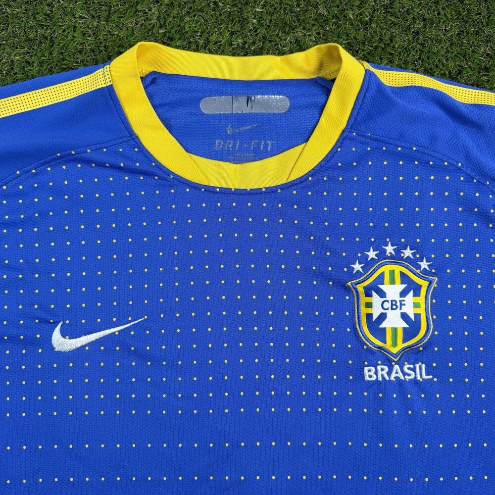 Nike Brazil 2010 World Cup Away Soccer Jersey Mens XL Blue Dri-Fit 371438-493